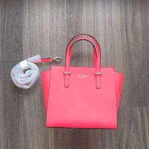 Coral Pink Kate Spade Hand Bag with Cross Body Strap